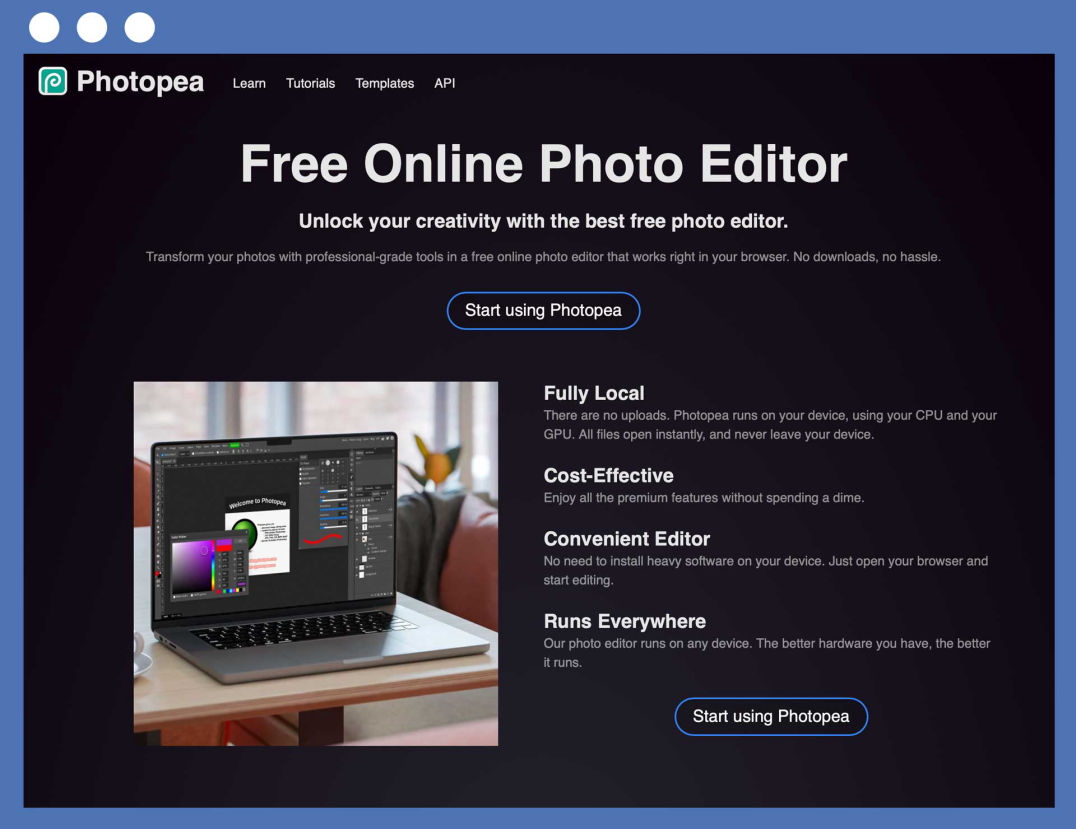 PhotoPea online Bildbearbeitung