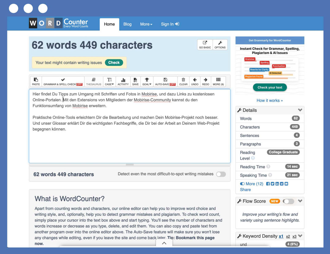 WordCounter Onlinetool